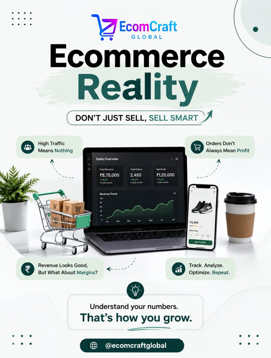 EcomCraftGlobal's tweet photo. 📊 Ecommerce Reality:

High traffic ≠ High profit.
More orders ≠ Sustainable growth.
The brands that win are the ones that track, analyze &amp; optimize consistently. 🚀

Understand your numbers. That’s how you grow.

#Ecommerce #EcommerceReality #BusinessGrowth #EcomCraftGlobal https://t.co/AeYsEkxB6v