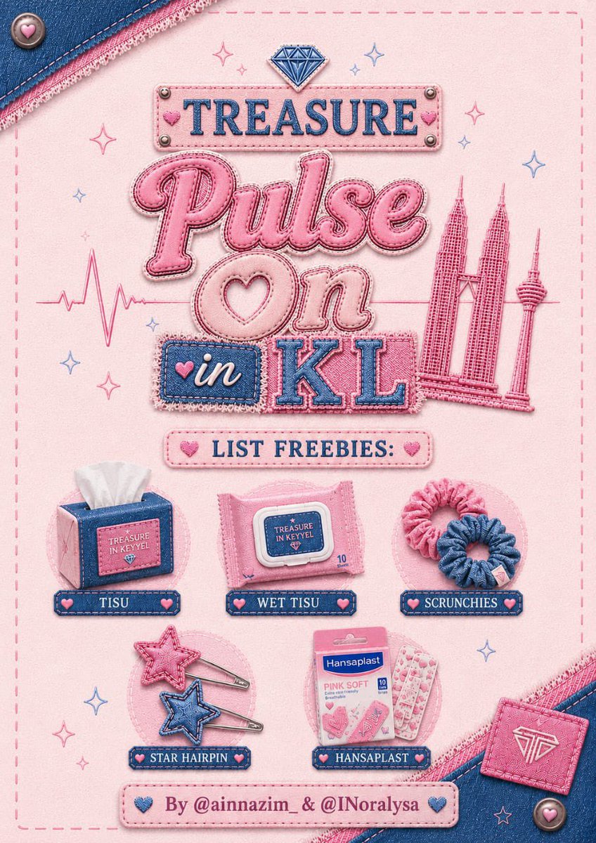 ♡ TREASURE PULSE ON IN KUALA LUMPUR FREEBIES BY <a href="/ainnazim_/">yin 🌻</a>  &amp; <a href="/INoralysha/">intan</a> ♡

📅: 30 May 2026
📍: Axiata Arena 

How to claim? 
🎀 RT and Like 
🎀 say Hi to us! 😽

Limited pieces, FCFS 🫣 

#PULSE_ON_IN_KL #TREASUREinKL #PulseOnInKL
