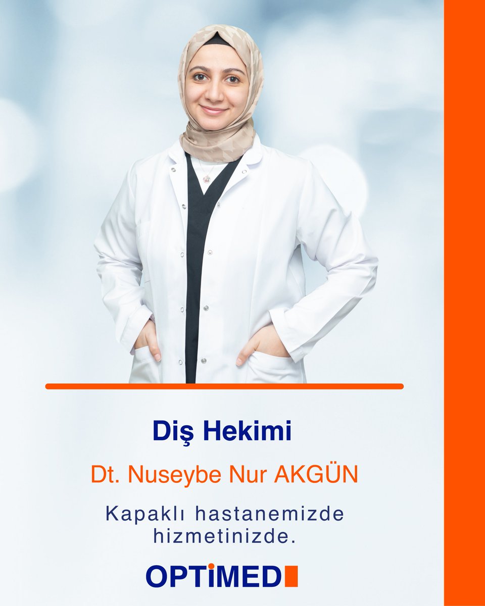 OptimedSH's tweet photo. Diş Hekimi Dt. Nuseybe Nur AKGÜN, Optimed Kapaklı Hastanesi’nde hasta kabulüne başlamıştır.

Detaylı bilgi ve randevu almak için iletişime geçebilirsiniz.
☎️0282 726 05 55
🌐https://t.co/14QoXiYtcY

#OptimedHastanesi #OptimedSağlıkGrubu #SağlığınızGüvende #DişHekimi https://t.co/FjIK6Pxph5