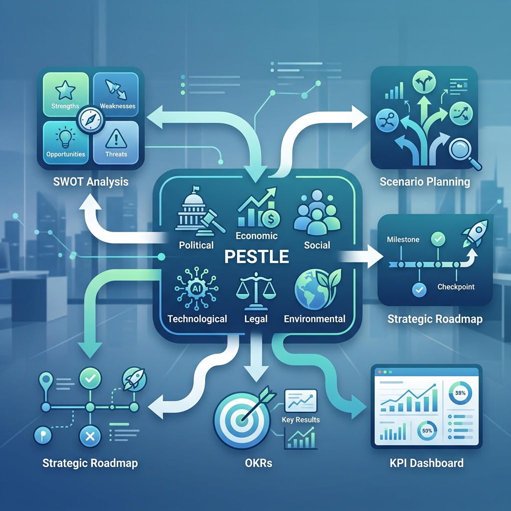 Core_CSI's tweet photo. Strategy doesn’t happen in a vacuum. PESTLE analysis helps organizations connect external trends, risks, and opportunities to real strategic decisions — especially when combined with frameworks like SWOT and KPIs. Read more: https://t.co/RSOCwxOZzJ 
 #PESTLE #StrategyExecution https://t.co/3IBl7jcm2t