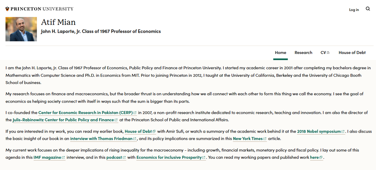 mariyam_sofi's tweet photo. 1/
#Atif Mian became one of the world’s most respected economists, teaching at Princeton University and contributing globally to debates on finance, debt crises, and economic recovery.
Yet rejected by his own country because he is Ahmadi.
@AtifRMian @VictimsofB_Gang @theRealYLH https://t.co/9YqOcK5peC