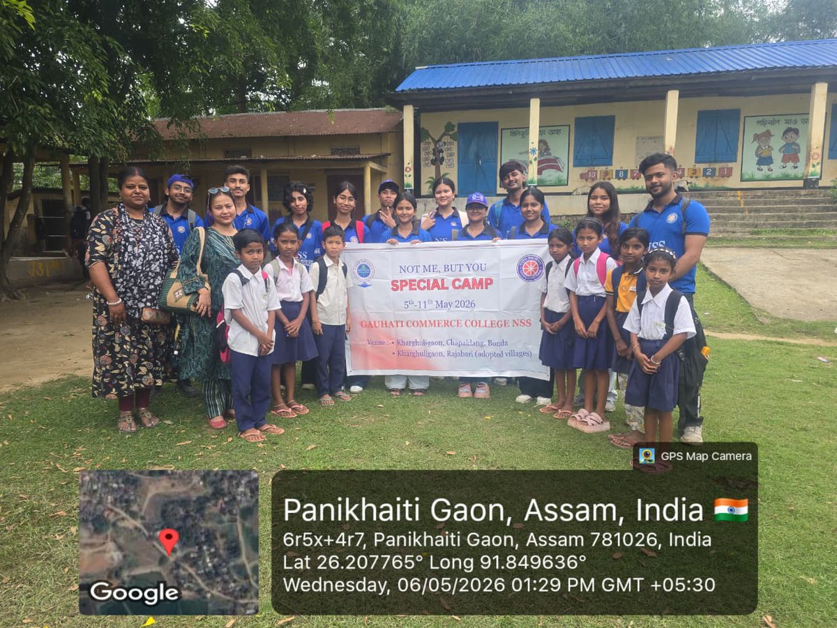 NSS_GCC's tweet photo. GCC NSS Special Camp 2025-26 gets underway at our adopted villages at Kharguligaon,  Chapaidang,  Bonda and No.2, Rajabari. Volunteers engaged in activities with the school children. They also conducted a survey amongst the villagers on many pertinent issues. @nss_rdguwahati https://t.co/JEB579eUWc