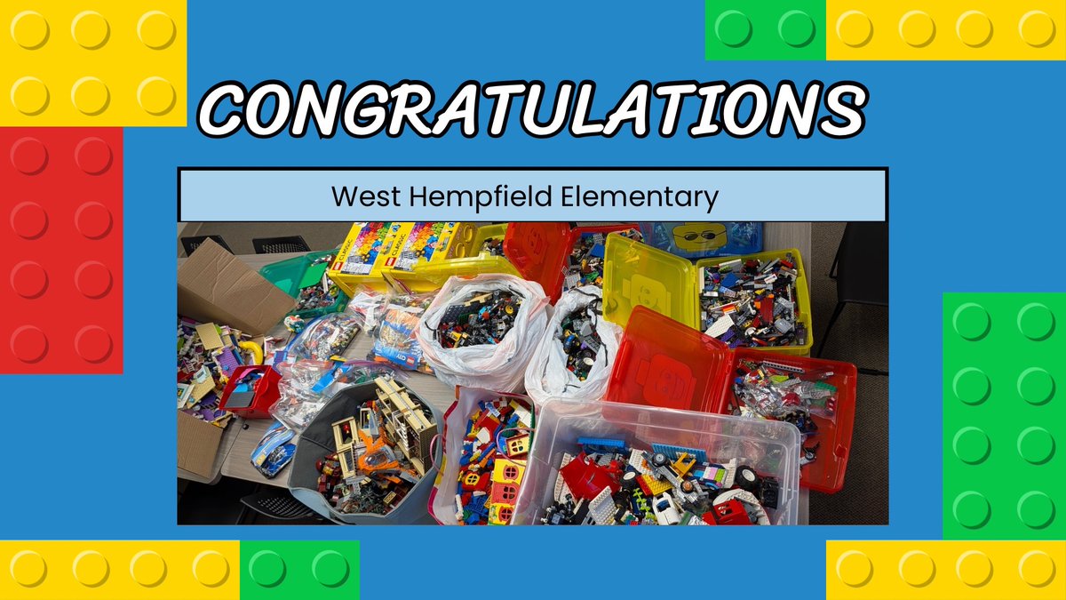 hasd_district's tweet photo. Congratulations to West Hempfield Elementary on winning the community Lego drive. Thank you to everyone who donated. We can’t wait to use them in our Brick Clubs! 🧱💙 https://t.co/XDqkUYe5fh