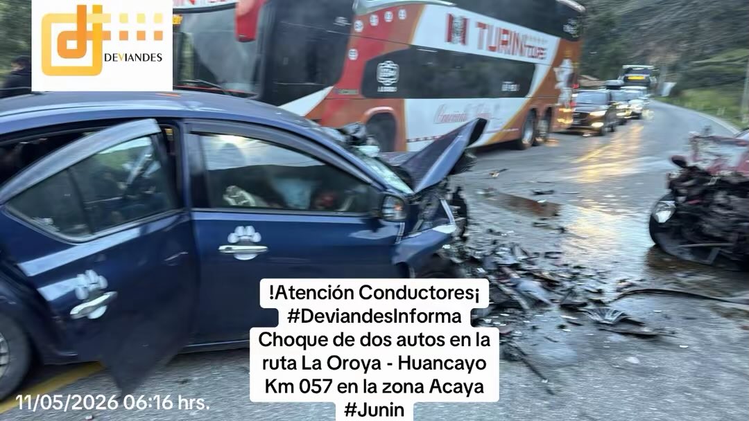 DeviandesPeru's tweet photo. !Atención Conductores¡
#DeviandesInforma Choque de dos autos en la ruta La Oroya - Huancayo Km 057 en la zona Acaya #Junin https://t.co/O7Gb11yrSm