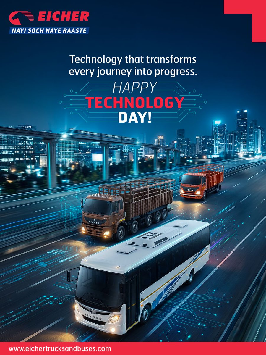 ETBIndia's tweet photo. This National Technology Day, we celebrate the intelligence that powers every journey forward.

#NationalTechnologyDay #EicherTrucksAndBuses #InnovationInMotion #SmartMobility #TechnologyDriven #NayiSochNayeRaaste https://t.co/VqYcsLi4aw