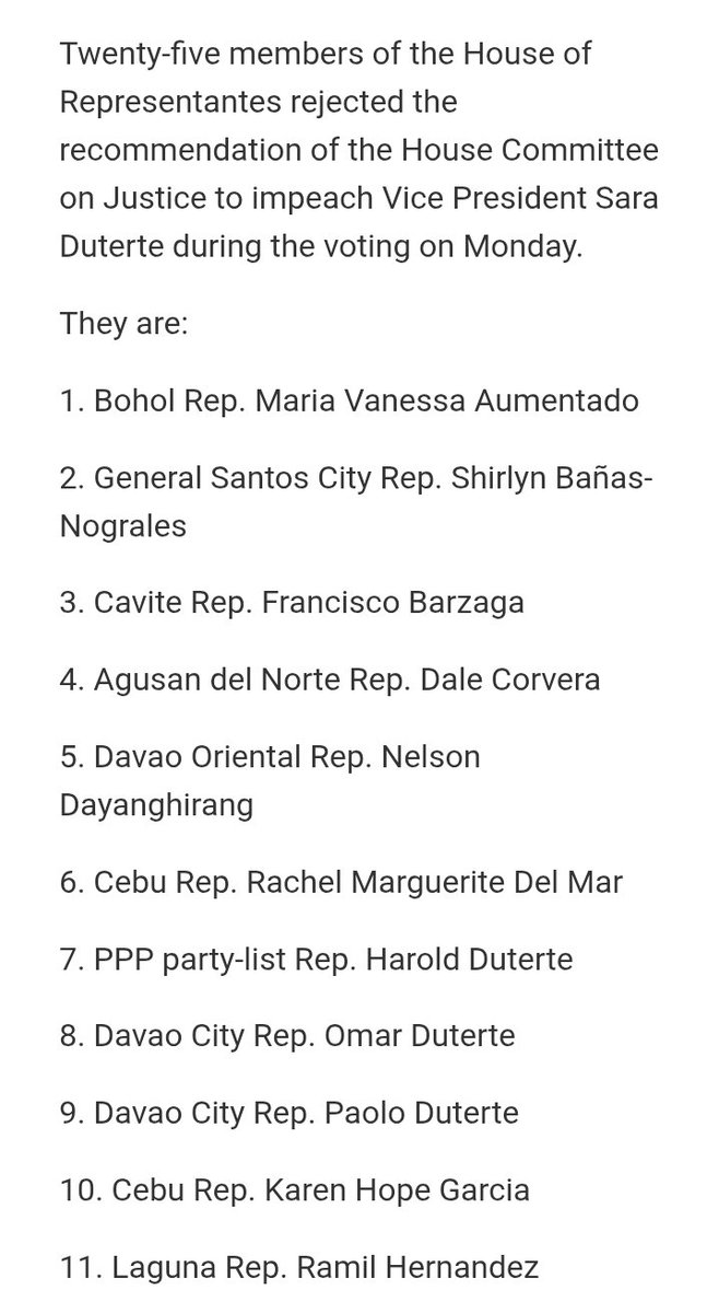 DeusXMachina14's tweet photo. Complete list of the 25  House members who voted NO. 
No surprises but slightly with Ramil Hernandez of Laguna 😀. https://t.co/VqkntIJufo