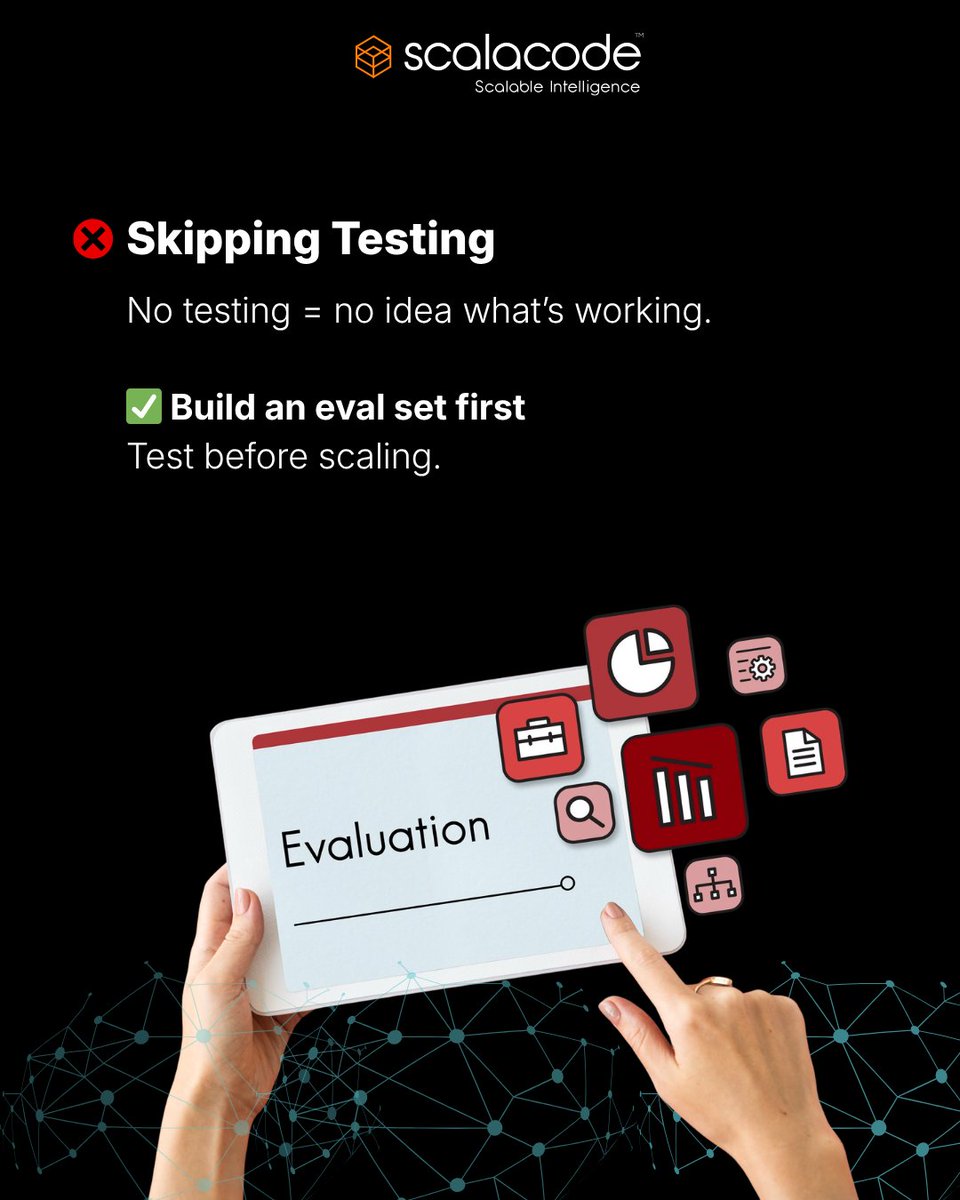 scala_code's tweet photo. Most AI teams don’t fail because of bad models.
They fail because of wrong decisions. 

Here are common AI mistakes that waste months of development time 👇

🔗 https://t.co/9Cl7RD0mpE

#AI #RAG #FineTuning #LLM #ScalaCode https://t.co/zIuDQQS6fj