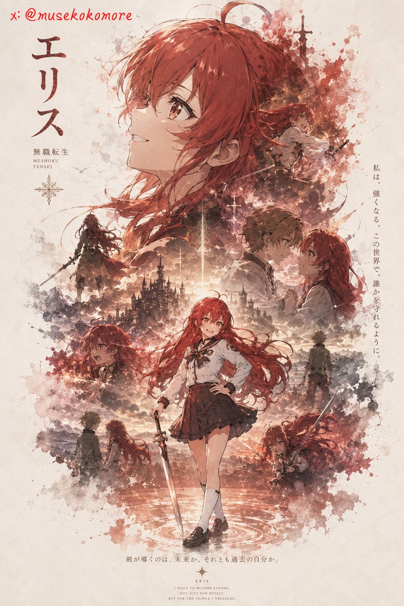 MuseKoKomore's tweet photo. 『エリス ～剣と赤き運命～』
  エリス・グレイラット  
  Eris https://t.co/0r50i6tUoB