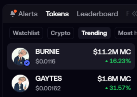 $GAYTES and $BURNIE sat #1 and #2 on FOMO
lets close the gap 🚀

HSznAnNhSFgyRWiZh4m7pBmtjHsSLi4Dbmjp18zppump