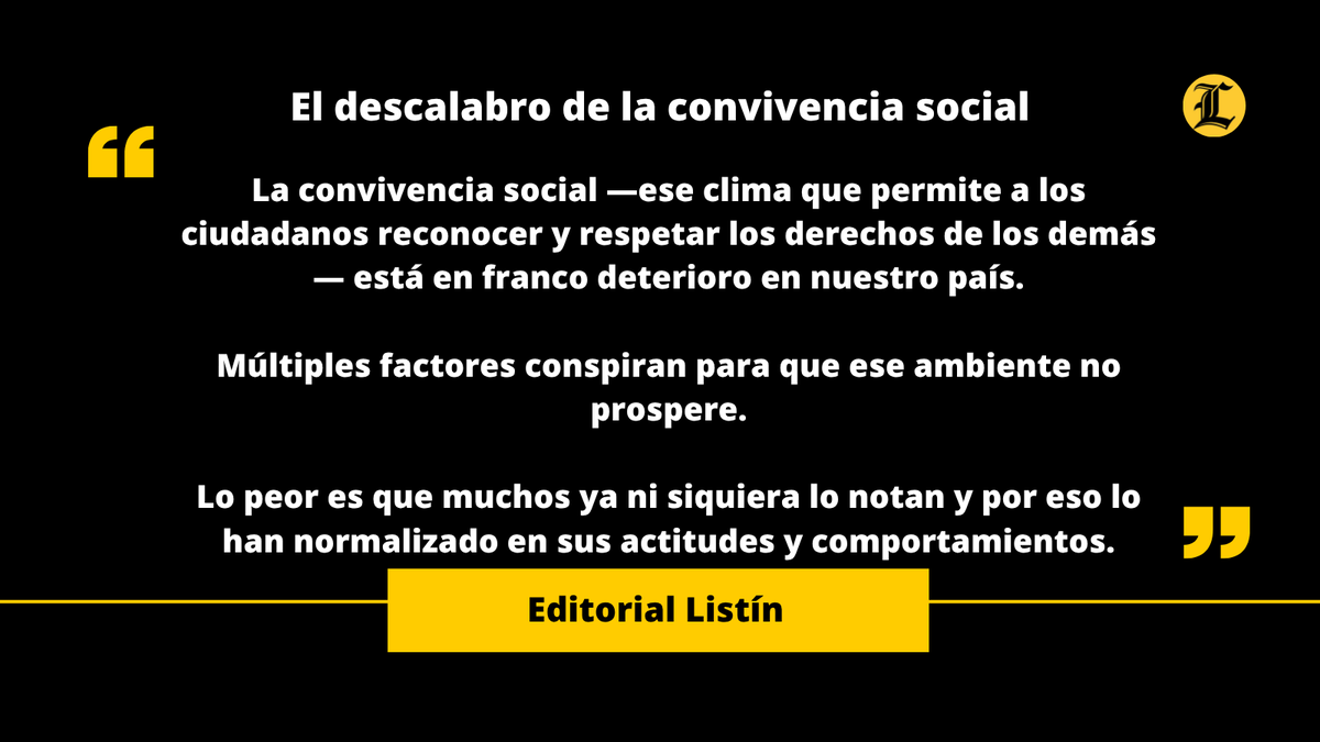 ListinDiario's tweet photo. #EditorialListín | Fragmentos del editorial: “El descalabro de la convivencia social”.

🔗https://t.co/mPOP7GIgFm

#EditorialEnVoz #LoVivimosConElListín #ListínDiario https://t.co/4urlsoXbj8