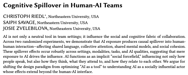 criedl's tweet photo. Cognitive Spillover in Human-AI Teams ACM TOCHI https://t.co/LLU3al9Hr4
