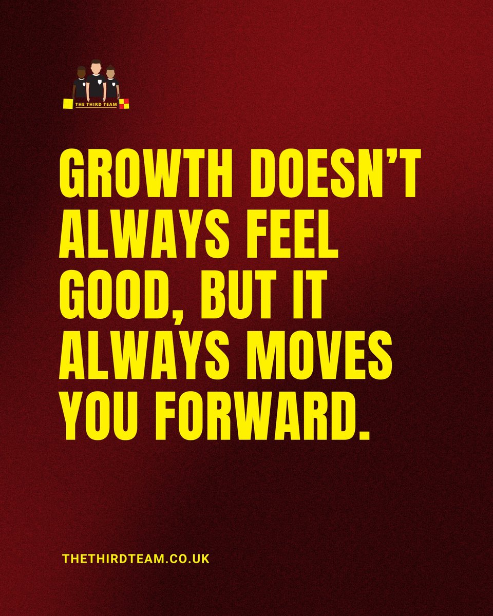 The3rdTeam's tweet photo. Growth can be uncomfortable.

It often happens during the games that test your patience, confidence, and decision-making.

Those moments might not feel great at the time, but they often teach you the most.

#ResilientReferees #MentalHealth #Education #Resilience #Referee https://t.co/hBshyClJls