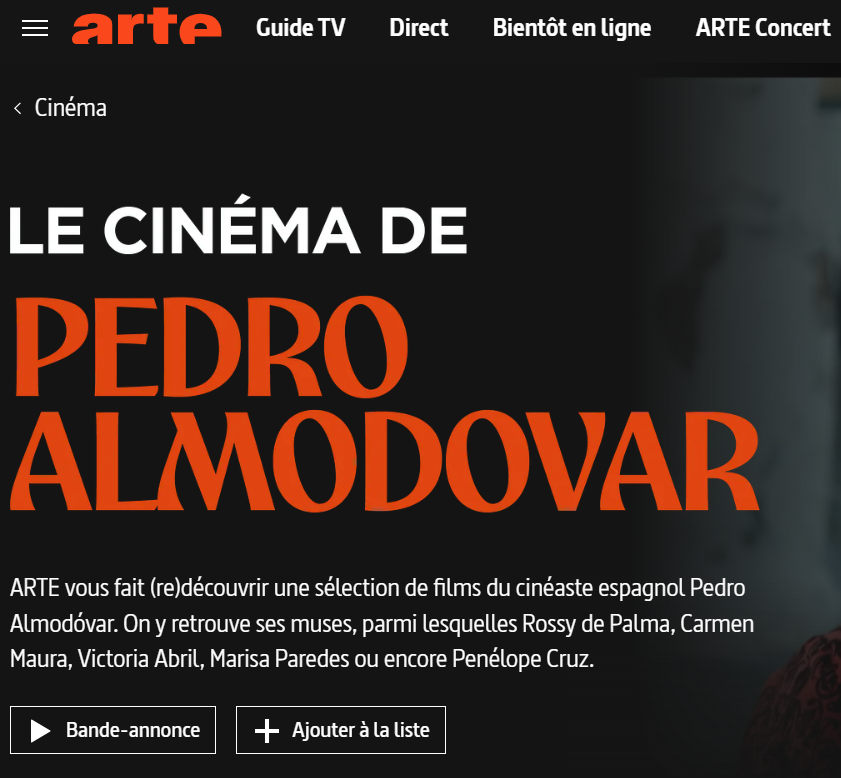 LV_edu_num's tweet photo. @ARTEfr propose de redécouvrir 7 films du  cinéaste espagnol Pedro Almodóvar. Les films sont en VO 🇪🇸, VF 🇫🇷 et les sous-titres disponibles en français  et en espagnol ➡ https://t.co/0wY1poyrI3 https://t.co/9zvDtUopN3