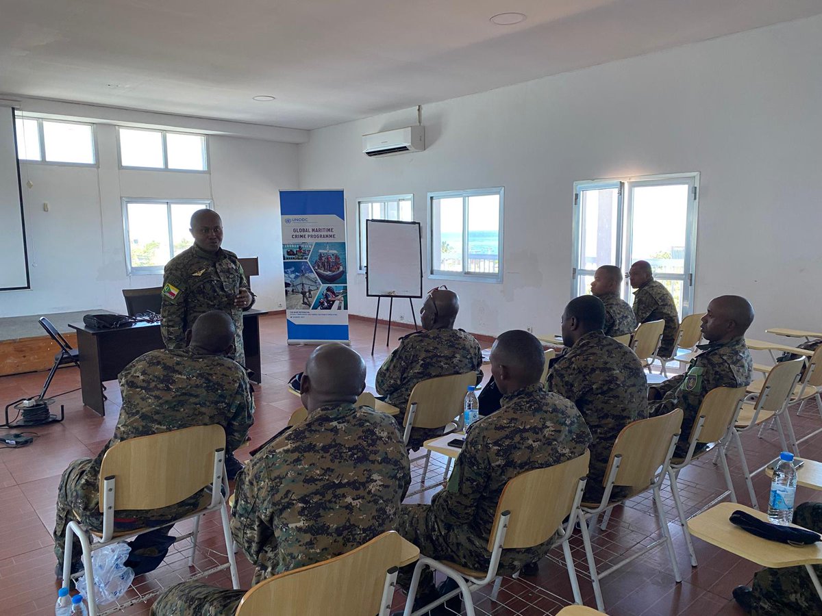 UNODC_BMB's tweet photo. In Comoros, national instructors trained under the in-country mentoring programme funded by @StateINL, are kicking off Safety of Life at Sea and Smuggling of Migrants Encounters at Sea courses for 1⃣5⃣ Comorian Coast Guard Officers. https://t.co/J2u6iQW8hN