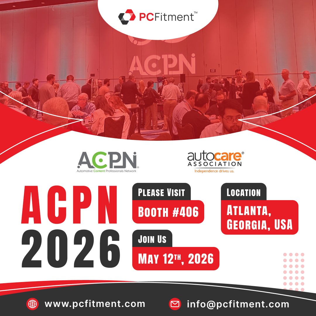 PC_Fitment's tweet photo. We’re excited to be part of the ACPN 2026 ✨

Visit us at Booth #406 and let’s connect!

📍 Atlanta, Georgia, USA
📅 May 12th, 2026

#PCFitment #ACPN2026 #AutoCare #AutomotiveIndustry #Networking https://t.co/9vDR4WQBf9