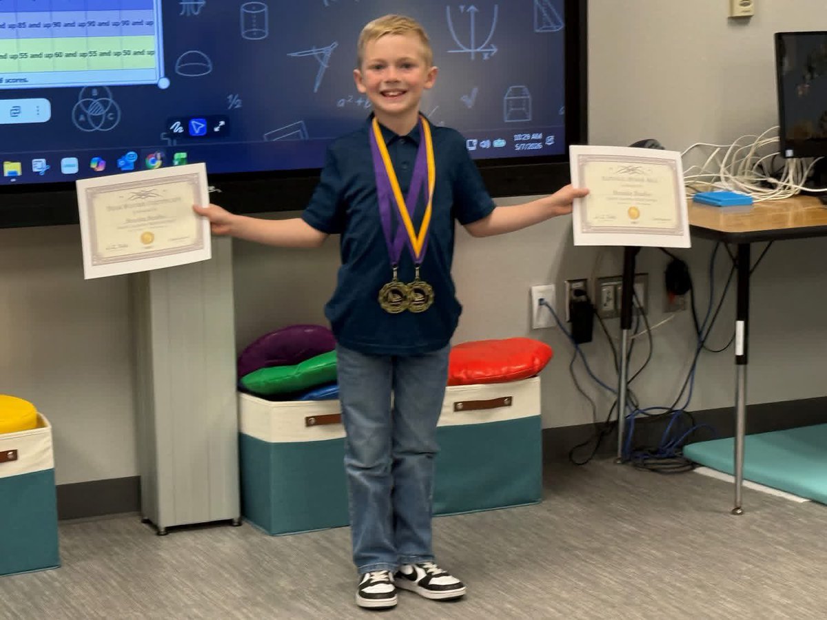 rockenbaughES's tweet photo. We are proud to celebrate Brandon for his outstanding achievement on the Kangaroo Math Test! He earned a PERFECT score and is ranked #1 in both Texas and the nation!

🔥 Ignite the Dragon Within
#DragonProud #InspireExcellence 
@Carrollisd https://t.co/aT1ZXszk61