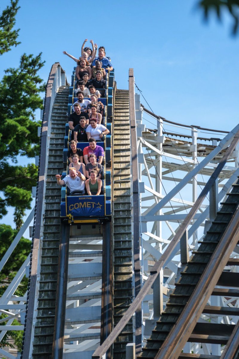 hersheyhistory's tweet photo. This month, the Comet rollercoaster turns 80! 🥳

On May 30, 1946, the Comet🎢 roller coaster at Hersheypark opened to the public. As Hersheypark’s oldest continuously operating roller coaster,  it’s the last one personally purchased by Milton S. Hershey. #hersheypark https://t.co/nHE33N9ZpL