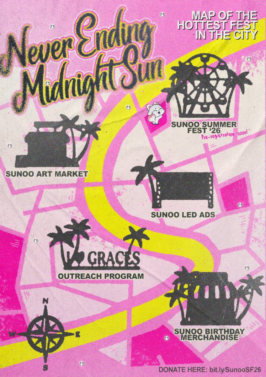 The summer heat is rising and the festival has officially begun! 🌺🫧 Get ready as we unveil the plans for the 𝓝𝓮𝓿𝓮𝓻 𝓔𝓷𝓭𝓲𝓷𝓰 𝓜𝓲𝓭𝓷𝓲𝓰𝓱𝓽 𝓢𝓾𝓷! 🐬 

1. 𝐒𝐮𝐧𝐨𝐨 𝐒𝐮𝐦𝐦𝐞𝐫 𝐅𝐞𝐬𝐭 ‘𝟐𝟔 - An interactive event filled with performances, games, and surprises!