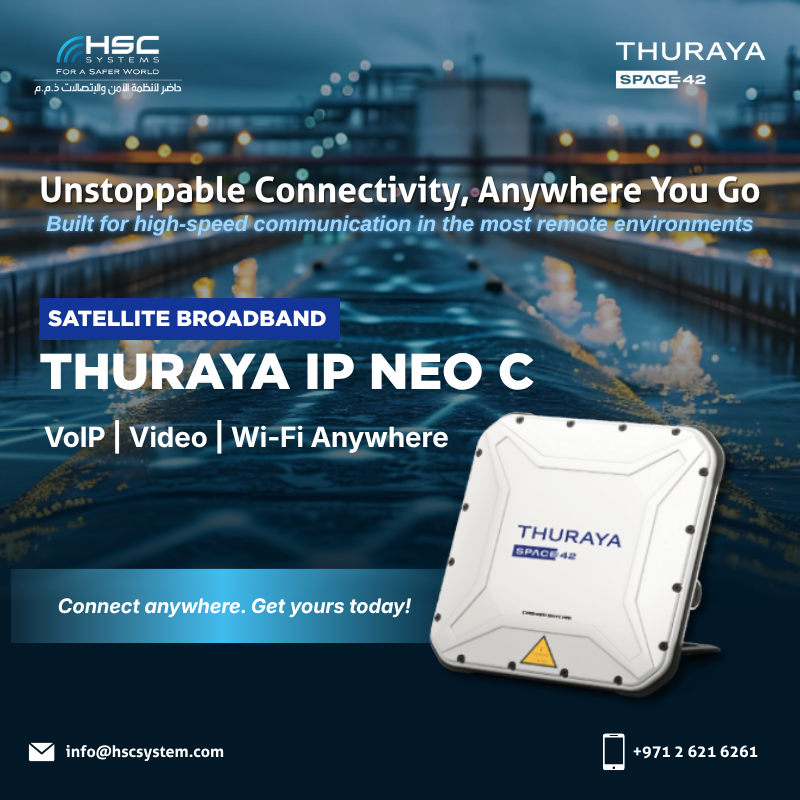 HSCSystem's tweet photo. Unstoppable connectivity anywhere w/ Thuraya IP NEO C, high-speed satellite broadband for VoIP, video, &amp; Wi-Fi in the most remote environments.

#HSCS 
#forasaferworld #uae #abudhabi #dubai #digitaltransformation
#Thuraya #IPNEO #RemoteConnectivity 
#ملتزمون_ياوطن
#نتصدر_المشهد https://t.co/UciVlrRt5B