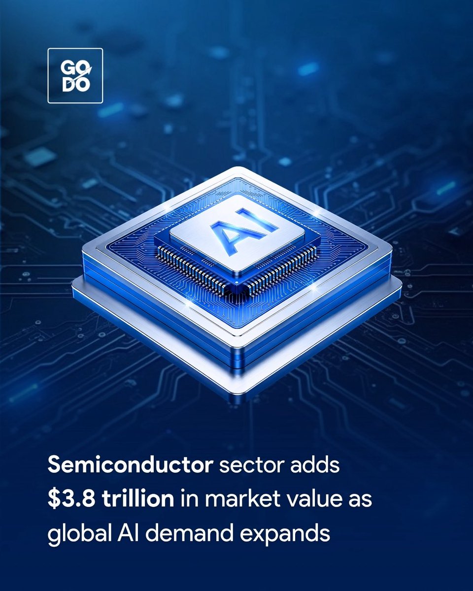 GoDo_CM's tweet photo. The semiconductor industry is on fire 🚀 AI demand has pushed the sector to gain nearly $3.8 trillion in market value in just six weeks. From AI chips to memory and CPUs, the entire industry is rallying as tech giants race for more computing power. 💻📈
#AI #Semiconductors https://t.co/4VTfiGyqjq