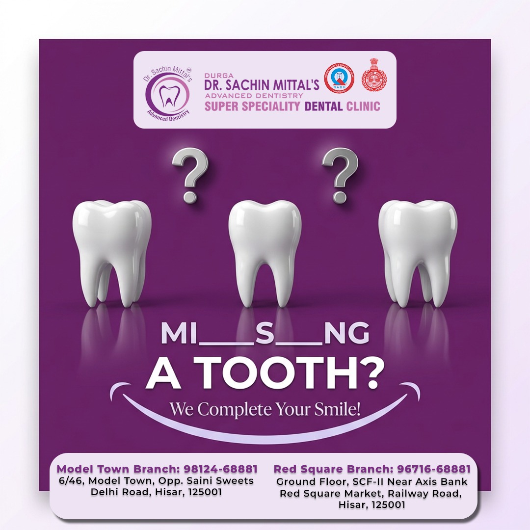 dentalimplanthi's tweet photo. 🦷 Missing a Tooth?
Complete your smile with advanced dental implants & painless treatment at Dr. Sachin Mittal’s Advanced Dentistry ✨📍Hisar | Book your consultation today!#DentalImplants #SmileMakeover #HisarDentist #MissingTooth #DentalCare https://t.co/khR7gl2Auv