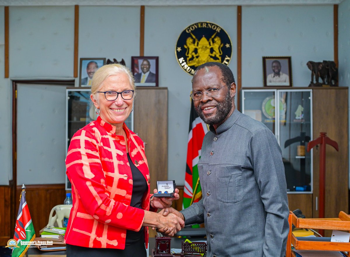 AnyangNyongo's tweet photo. This morning, I played host to the Australian High Commissioner to Kenya, H.E. Ms. Jenny Da Rin, who paid me a courtesy call at my office.

Our discussions focused on practical areas of cooperation between Kisumu County and Australia, particularly in Agriculture, the Blue Economy, Education, Trade and Investment, to expand economic opportunities and improve livelihoods for our people.

We requested the High Commissioner’s support in helping elevate Kisumu’s rice and sugar belts through investment, market access, and value addition, given our clear aim: better yields, stronger value chains, and improved returns for our farmers, including opportunities for rice export and import partnerships.

On education, the envoy encouraged the County to identify needy bright, disciplined and community-oriented young people with proven track records on social community activities from Kisumu, for possible consideration under scholarship and exchange programmes. This is a challenge we must embrace with seriousness and fairness. Our youth must see the need for self-discipline and value for engagement in social community activities.

Later, the High Commissioner toured the Kisumu Port under the guidance of officials from the Kenya Ports Authority to assess ongoing revival initiatives and the strategic role of the port in facilitating regional trade across the Lake Victoria basin and its hinterland.

Truly, opportunity favours the prepared mind. #TichTire