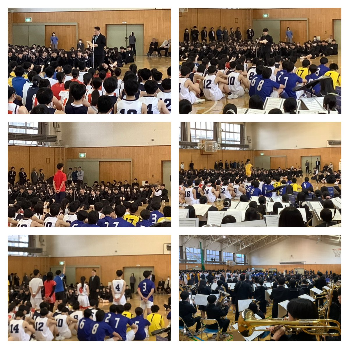 shiroishi_brass's tweet photo. 地区大会壮行会
5/1(金)
この日は高体連や高野連地区大会に出場する体育系部活動の壮行会でした
吹奏楽部は2、3年生部員で入退場演奏を担当し、エールの気持ちを込めて演奏しました!
皆さんベストを尽くして頑張ってください!
#イイじゃん
#GetItOn https://t.co/DpWF4iCAG2