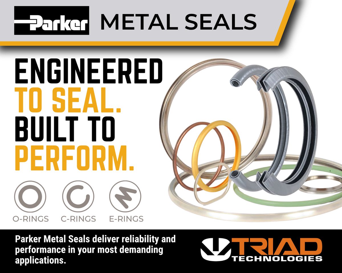 TriadTech985's tweet photo. High-performance metal seals from
@ParkerSealing are built to handle the toughest environments including extreme temperatures, high pressure, and critical applications where reliability matters most. Explore our metal seals and other sealing solutions: https://t.co/rWp6UiInsa https://t.co/roMiUKmaTd