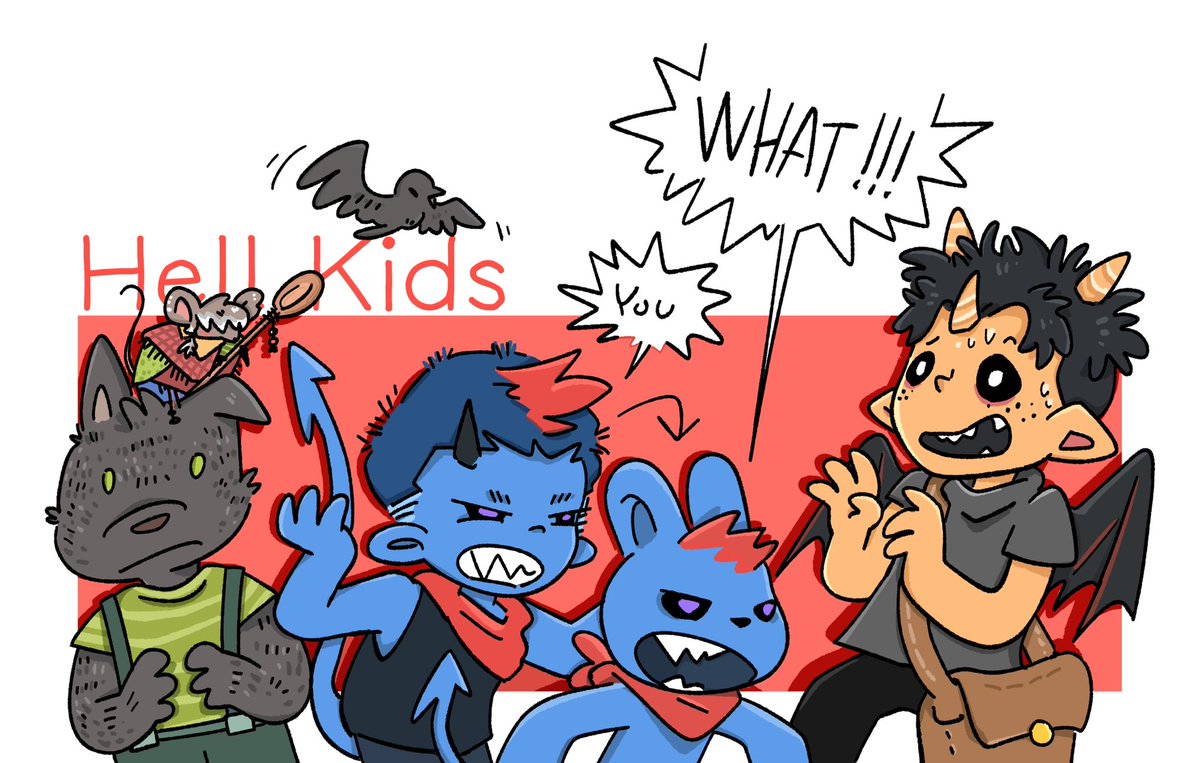 hungly80335556's tweet photo. meet Lunn Robin and Buck!
(Robin is the wolf boy on the left, and the character on his head is granny witch rat)
#hellkids #oc #originalcharacter #originalcharacterart #myoriginalcharacter #myocs #ocartwork https://t.co/jAyuwAgVDR