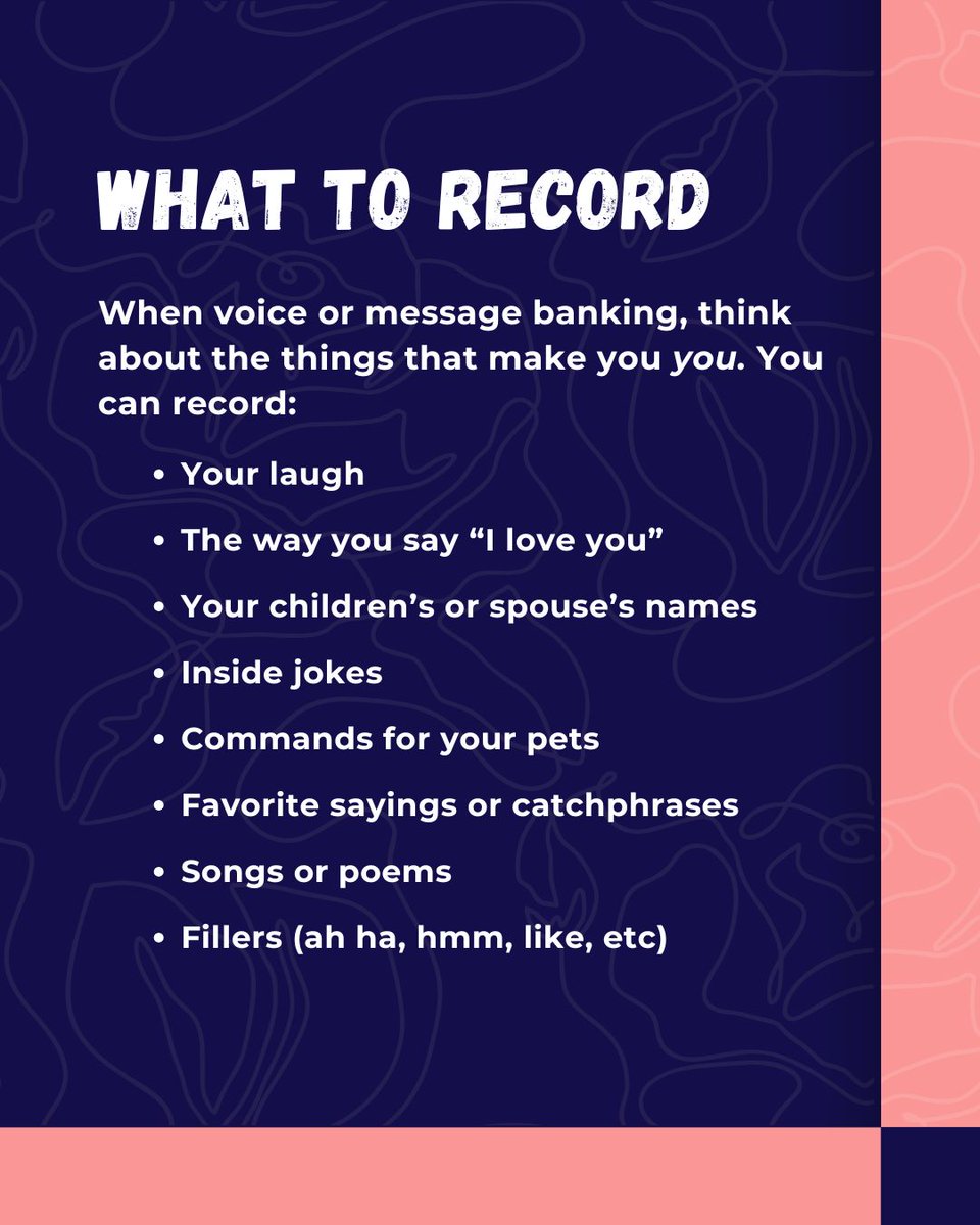 BridgingVoice's tweet photo. Voice preservation captures your voice before or as it changes so it can continue to speak for you later. It's never too soon, and it's never too late.

Free resource with everything you need to get started 👉
https://t.co/60LLFbSq5m

#StartHere #ALSAwarenessMonth https://t.co/veKaakIdPY