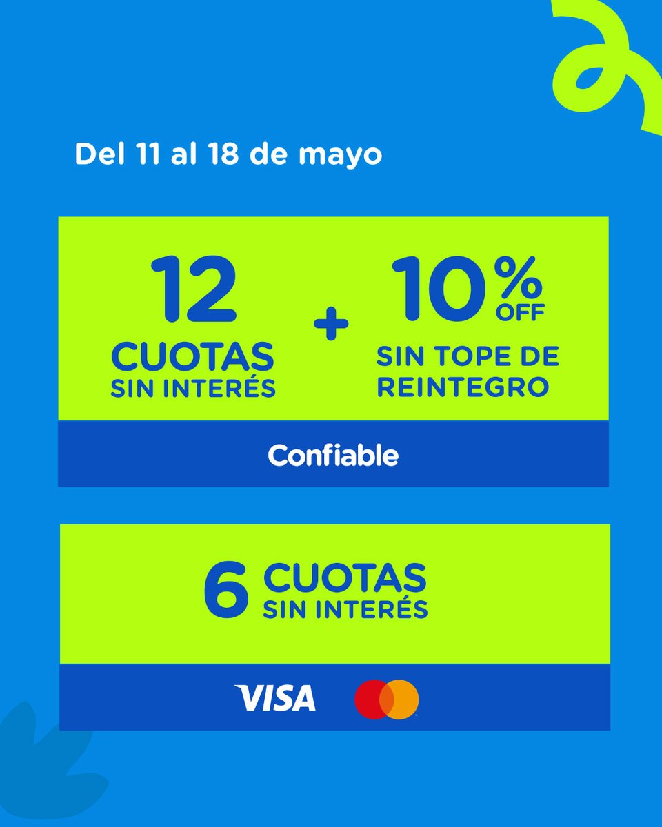 bpninforma's tweet photo. Semana BPN ¡12 cuotas sin interés: del 11 al 18! hasta 12 cuotas sin interés y 10% de reintegro (sin tope) con Confiable, o hasta 6 cuotas con Visa y Mastercard, en electrónica, computación, telefonía y más. Conocé rubros y comercios adheridos en https://t.co/N3iTFngk9c #Neuquén https://t.co/rE8UbyyZep