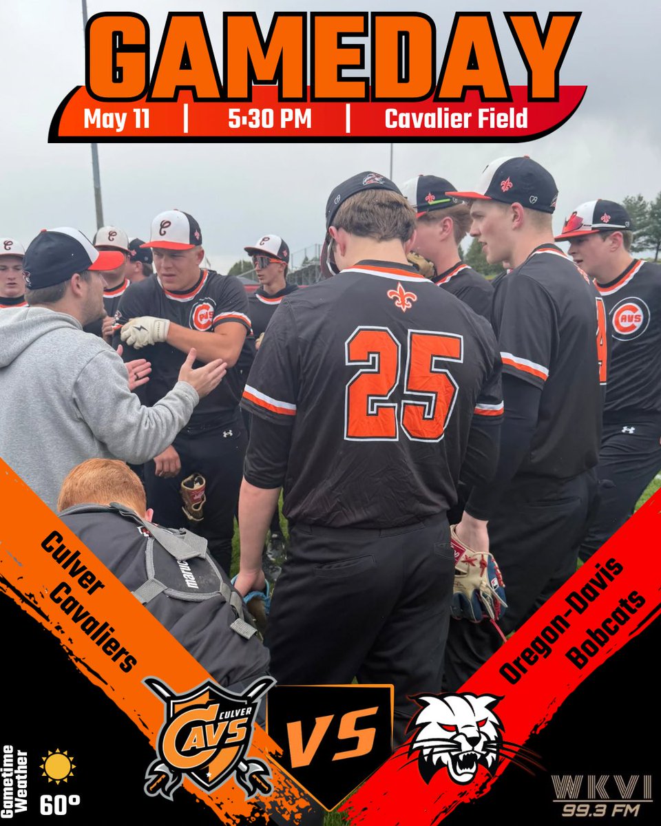 CulCavBaseball's tweet photo. Tonight the Cavs host the Oregon-Davis Bobcats in game 1 of our home and away with the Bobcats! If you can’t make the game, WKVI will be broadcasting!

🗓️ May 11
⏰ 5:30 PM
📍 Cavalier Field

📈🎥 GameChanger
📻 WKVI 99.3 @KVBsports https://t.co/1oxe2nxyNm
