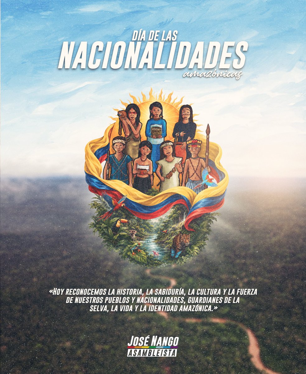 JoseNangoC's tweet photo. Como hijo de esta tierra amazónica, saludo con respeto y orgullo el Día de las Nacionalidades Amazónicas.

Hoy celebramos nuestra identidad, nuestras raíces, la sabiduría de nuestros pueblos y la fuerza de quienes cuidan la selva, la vida y la cultura.

#JoséNango #AsambleaEc2026 https://t.co/HeMfzojPE3