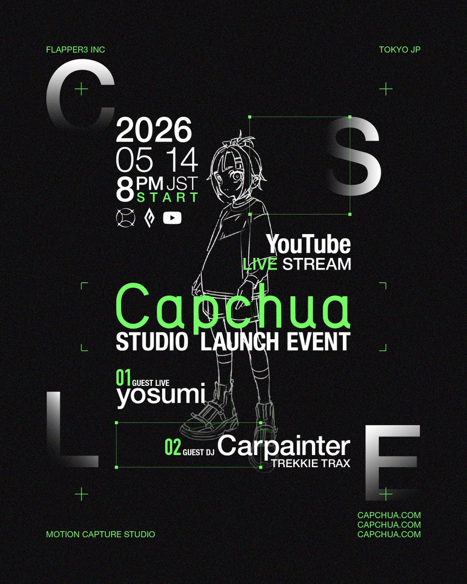 今週木曜5/14 20:00~、新しく作ったキャプチャースタジオ『Capchua』でデモンストレーションYouTube配信します！
ゲストにyosumiとCarpainterにもライブとDJで出てもらうので、ぜひ見てもらえたらとー。
<a href="/rashio_takise/">osirasekita</a> がめちゃくちゃ頑張ってます。

📺YouTube Live
youtube.com/live/dAjONwH6c…