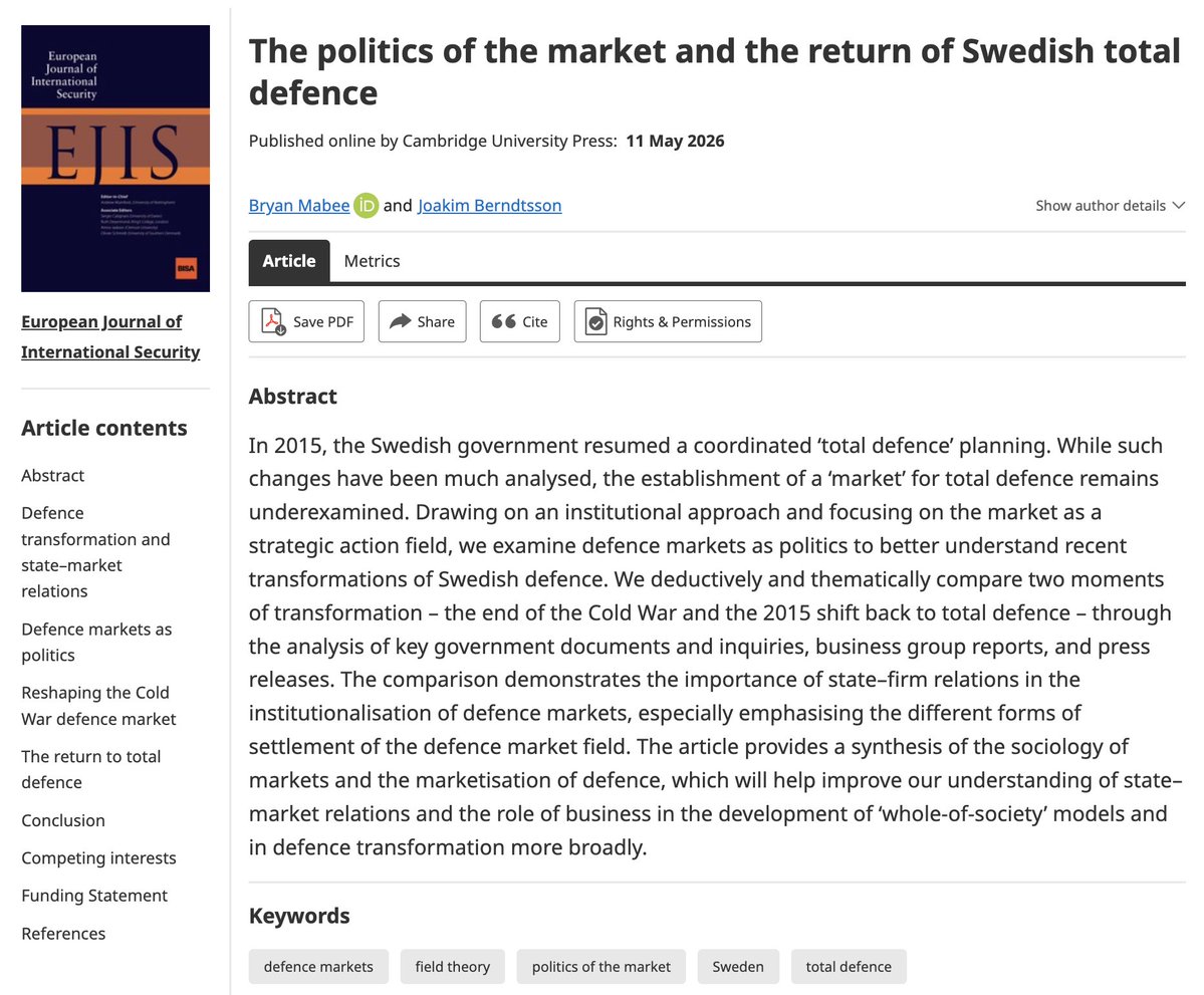 European Journal of International Security tweet media