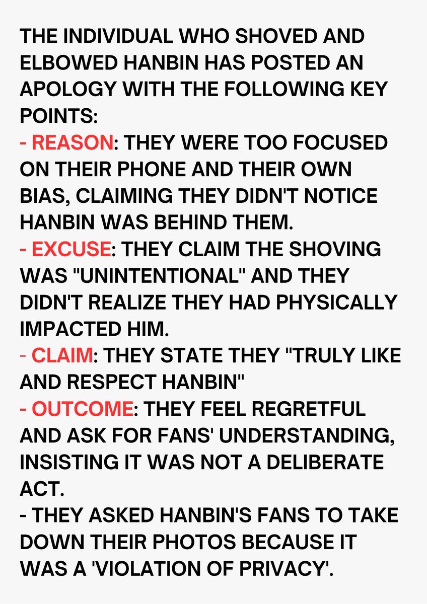 HANBIN_FANPAGE_'s tweet photo. [❗SUMMARY OF THE APOLOGY FROM THE INDIVIDUAL INVOLVED IN THE RECENT AIRPORT MATTER ]

#Respect_Hanbin
#Protect_Hanbin https://t.co/SaUsAmmpOG