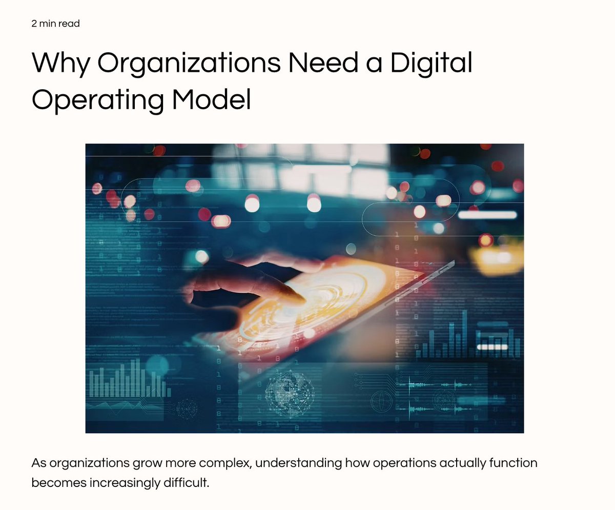 Arrayworks's tweet photo. Organizations don’t just need systems of record.

They need a model of how they operate.

Why digital operating models matter:
https://t.co/OBTo5jQTcK https://t.co/x2Rrp7T5LA