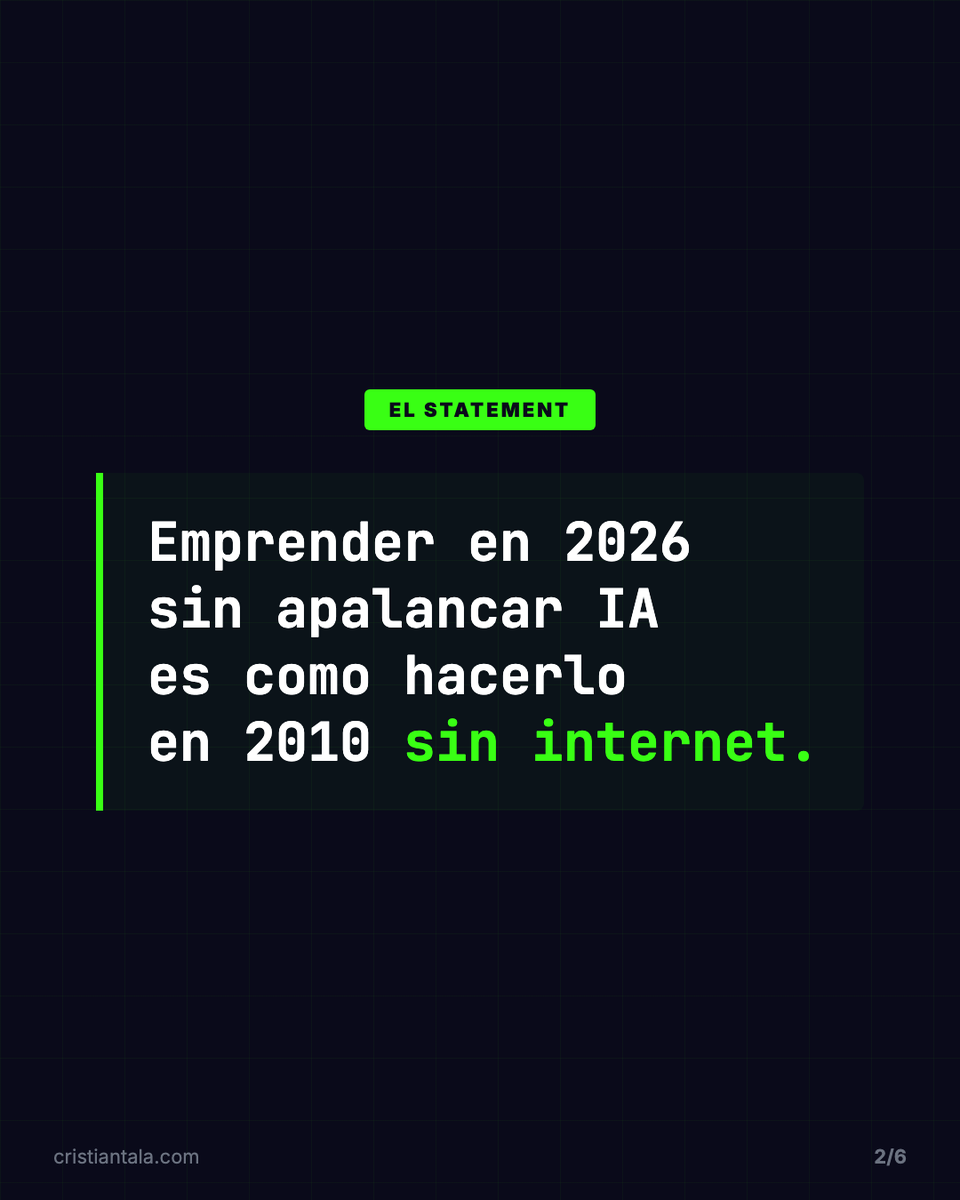 naitus's tweet photo. Emprender en 2026 sin apalancar IA es como hacerlo en 2010 sin internet. https://t.co/PuNzmNr0hA