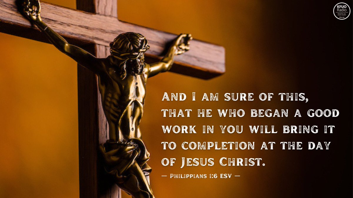 KFUOradio's tweet photo. It's ✨ #MemoryVerseMonday! ✨
I am sure of this, that he who began a good work in you will bring it to completion at the day of Jesus Christ. (Philippians 1:6)
Hear Christ for you at https://t.co/CNJZkzVCPV! #memoryverse https://t.co/hl9xLhYkCI