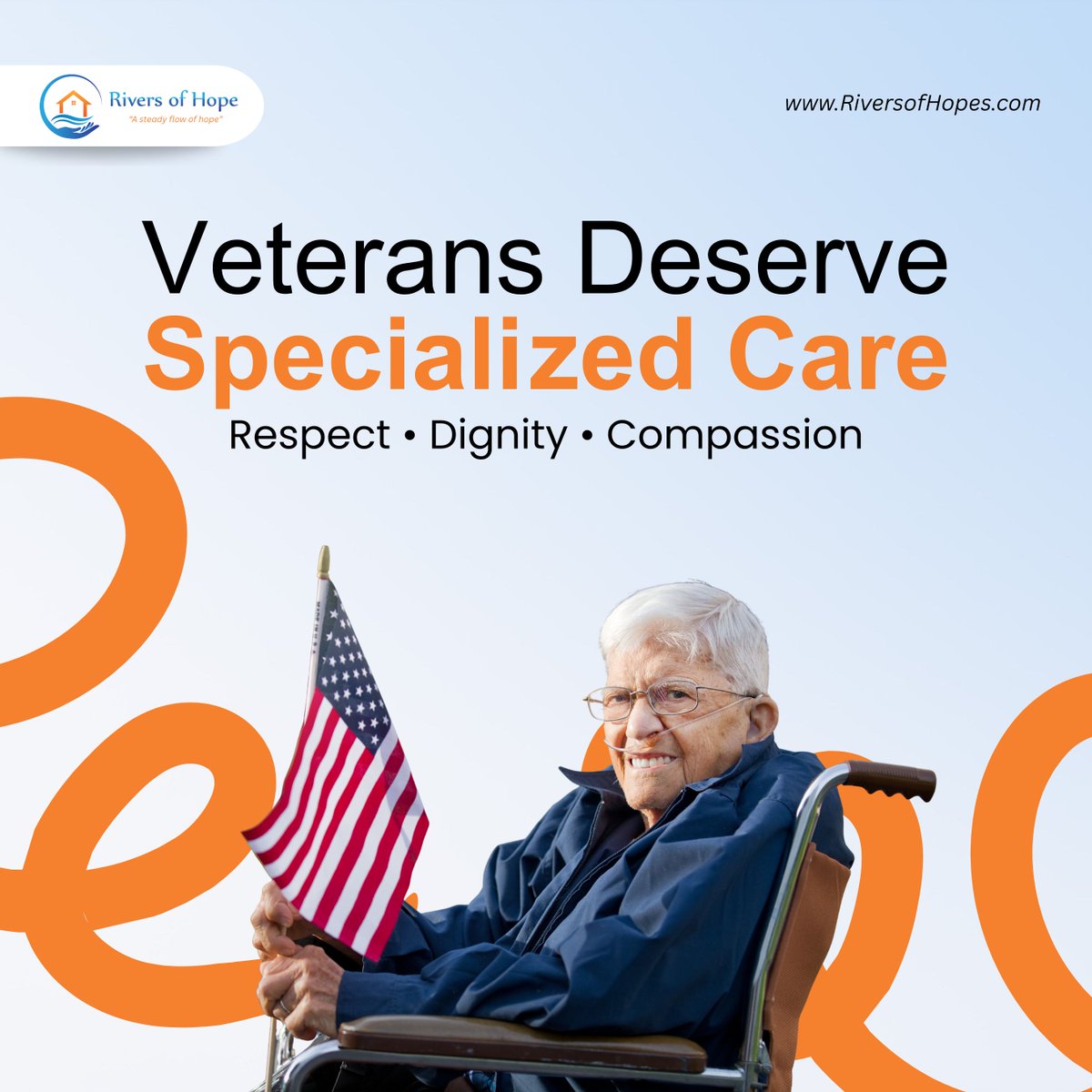 RiversofHope1's tweet photo. Veterans deserve more than just care—they deserve specialized support rooted in respect, dignity, and compassion. 🎖️
Rivers of Hope is dedicated to helping our heroes maintain their independence at home.

Learn more: 
https://t.co/04W1fk3v1Q (508) 440-4280 https://t.co/tWTsYi60Sd