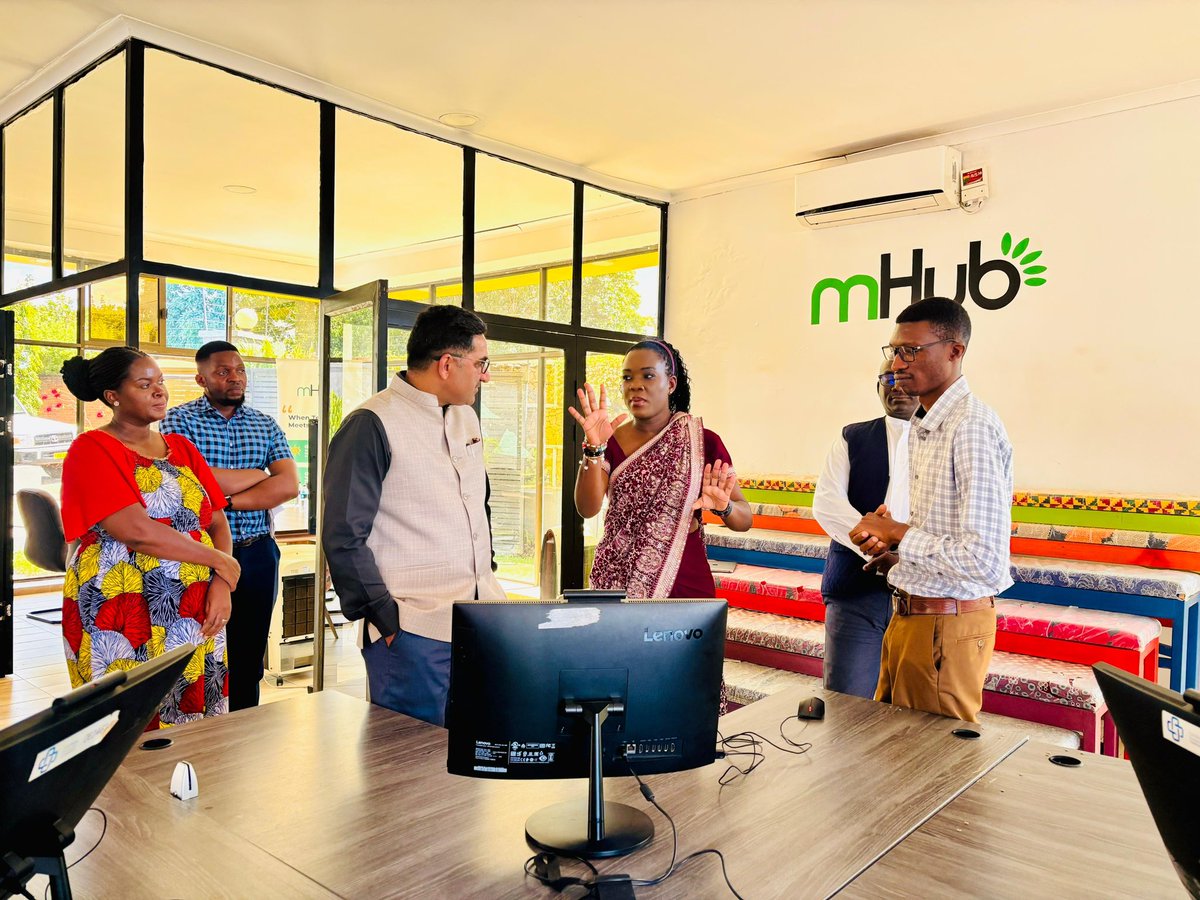 India_in_Malawi's tweet photo. High Commissioner of India H.E Mr. Amararam Gujar visited #mHub, Malawi's first startup incubation centre for technology, innovation and entrepreneurship. During the visit, Founder of mHub , Dr. Rachel Sibande and mHub executives briefed the High Commissioner about technology, innovations and entrepreneurship activities at their facility. According to the mHub’s CEO Elija Lumbani Mkandawire, the firm has disbursed over US$2 million to mainly startups in Malawi and trained over 5000 entrepreneurs with women dominating over 57 percent. In his remarks High Commissioner proposed for more technological innovation in health , tourism and transport sectors. Ms Sibande thanked the High Commissioner for his visit and suggestions. The High Commissioner also interacted with entrepreneurship program beneficiaries who showcased their products and sharing business entrepreneurship journeys. The product exhibited were fruit juices, detergents, organic fertiliser, herbal tea, cooking oil and agricultural commodities. The High Commissioner also appreciated the digital innovations developed by #mHub in governance and public service delivery system.

 #Startups 

@mHubMW 
@rachelsibande 
@MEAIndia
@IndianDiplomacy 
@Amararam_IFS