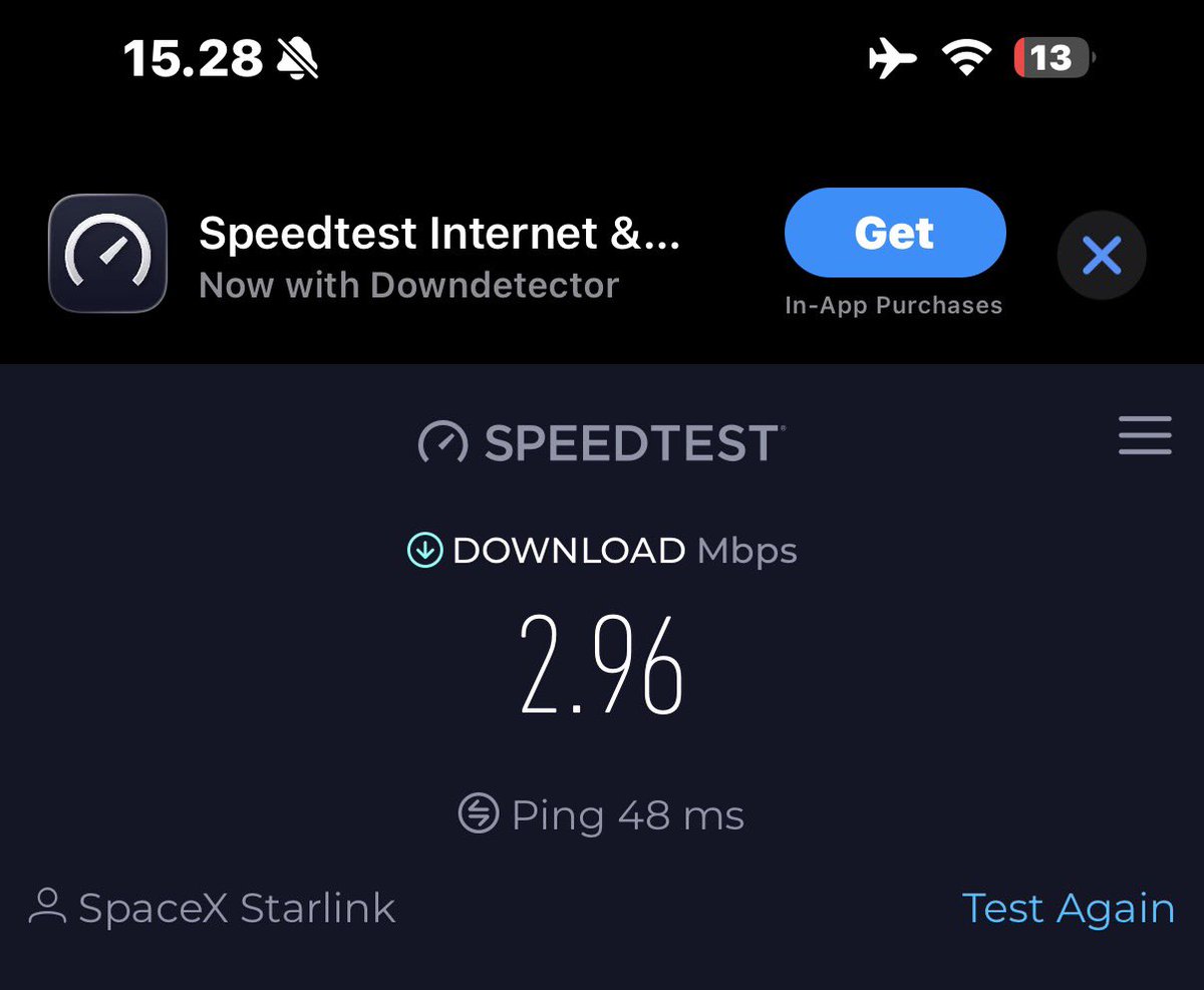 FredMorup's tweet photo. $ASTS using starlink as im writing this. To think they can hit 98 mbps on the Block 1 sats with no extra router needed like starlink is insane. Disclaimer: am very heavily invested in $ASTS , recommend them big time if any of you are into investing.👍🏻🅰️ https://t.co/6ogzszEKIk