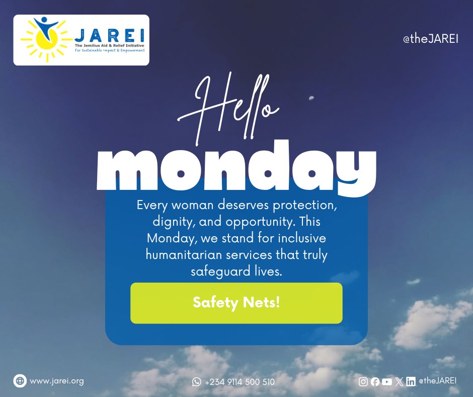 theJAREI's tweet photo. Every woman deserves protection, dignity, and opportunity. This Monday, we stand for inclusive humanitarian services that truly safeguard lives.

#Safetynets #JAREI #HelloMonday https://t.co/ZBqV5f31tX