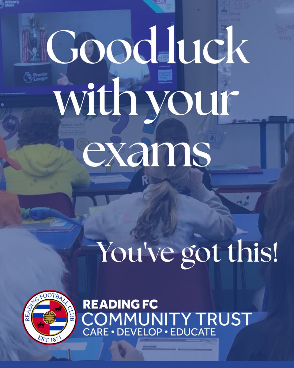RFCCommunity's tweet photo. Wishing everyone across our local community the very best of luck this exam season! 🌟📚💪
Whether you're sitting Year 6 SATs, GSCEs, A-Levels or any other assessments remember to be ambitious, work hard and never give up on your goals! 💜
You've got this! 🙌
@PLCommunities #PLInspires #PLKicks #PLPrimaryStars @Activate_Learn  @ReadingCollHE