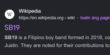 SB19CG's tweet photo. Search SB19 on Google and click the WIKI page.
Scroll until the end. 
Please do it regularly!

#SB19 @SB19Official https://t.co/h22SbcPdCS