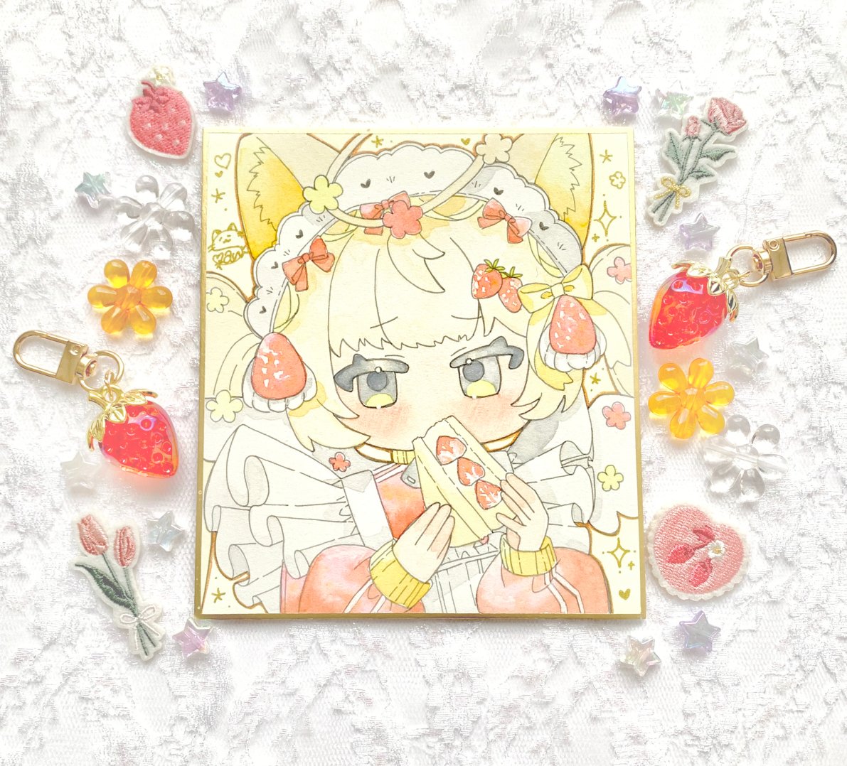 透明水彩.原画色紙 ショートケーキちゃん