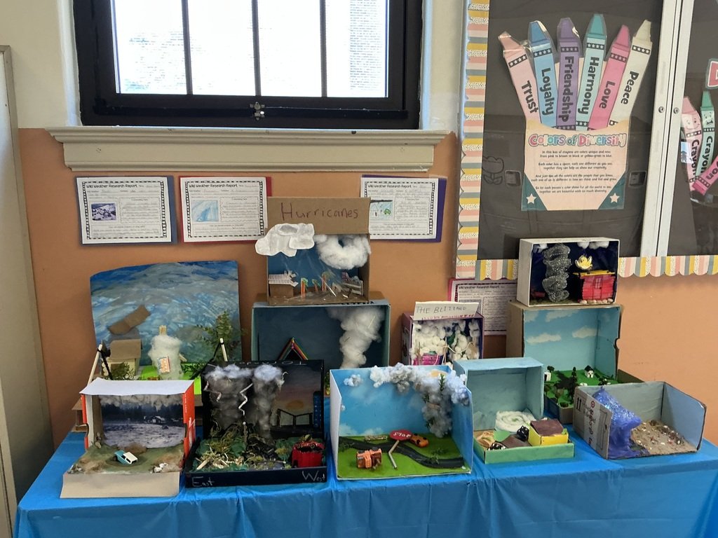 PEARLS_YPS's tweet photo. Our second grade students did an amazing job bringing their Wild Weather research to life! 🌪️🌊⛈️ https://t.co/aOOW3MXfdS