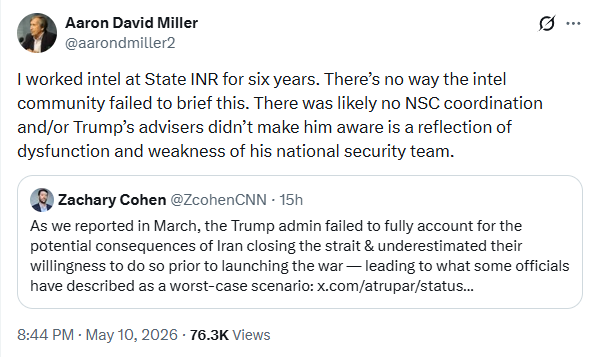 scarylawyerguy's tweet photo. The media is too busy fluffing Rubio to do any reporting about how someone doing the dual job of SOS and NSA fucked up *both* the diplomatic and intelligence sides of the Iran War. Seems important for someone who has his eyes on the big chair 🤔 https://t.co/ATWq4iBROe