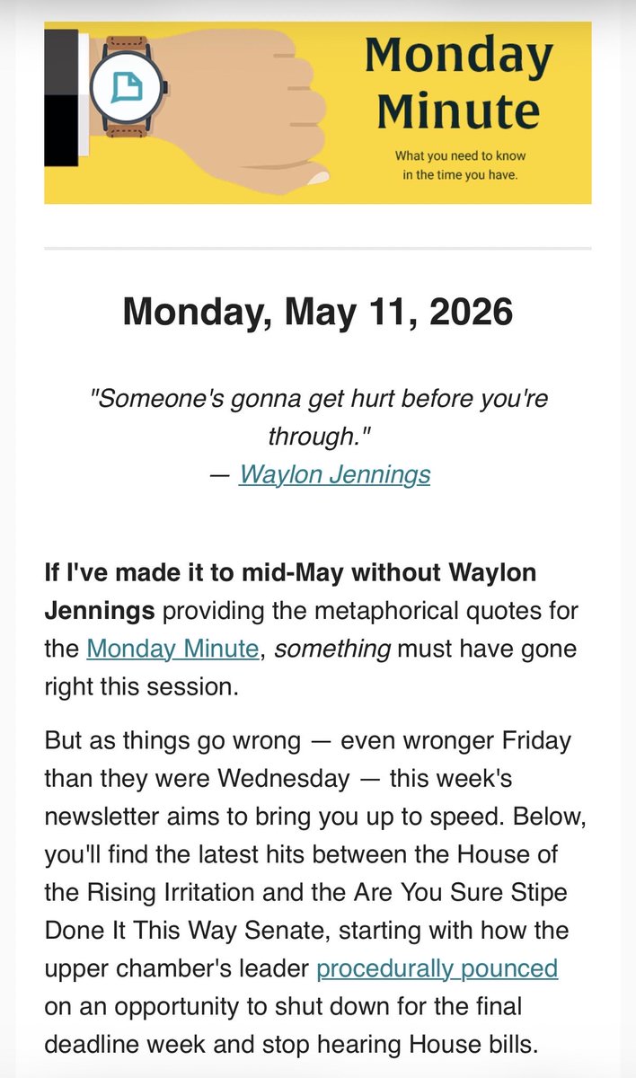 ThriceSavage's tweet photo. Worked hard to summarize what happened last week and what could happen this week at the #okleg: https://t.co/n9PYIi6hEk
Click for the insider information, stick around for the Waylon tunes. You're gonna need 'em. https://t.co/AySgYJh3Xr