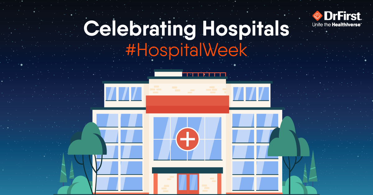 DrFirst's tweet photo. In honor of National Hospital Week, we want to say thank you to every doctor, nurse, technician, and staff member working to make healing happen every day 🏥

#HealingHappensHere #NationalHospitalWeek https://t.co/Onu0uT2sBE